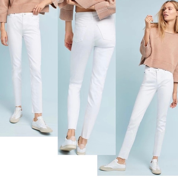 AG Adriano Goldschmied white The Farrah Skinny Ankle high rise denim jeans 27 - Picture 1 of 14